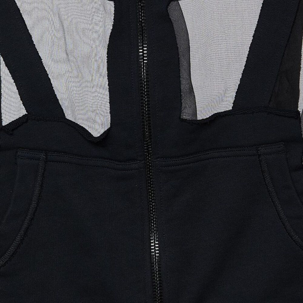 Off-White Black Organza & Knit Hoodie Zip-Up Jacket M - Picture 3 of 4